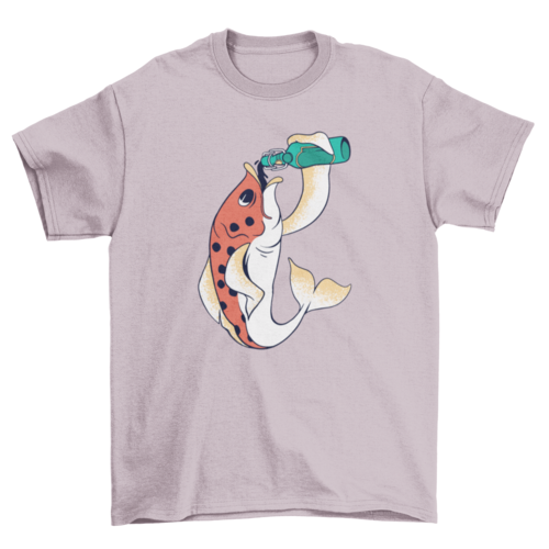 Beer Fish T-Shirt in Light Pink