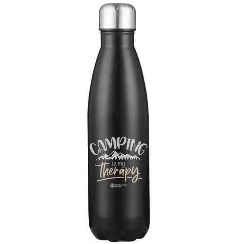 Camping Is My Therapy 17oz Insulated Water Bottle in Black