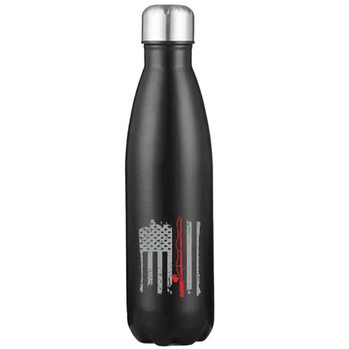 Fishing Rod American Flag 17oz Insulated Water Bottle in Black