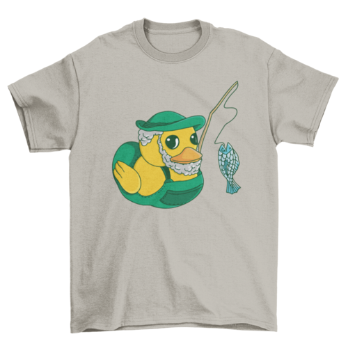 Fishing Rubber Duck T-Shirt in Sand