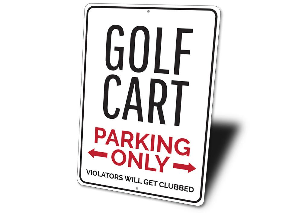 Golf Cart Parking Sign, Metal Garage Decor, alternate view