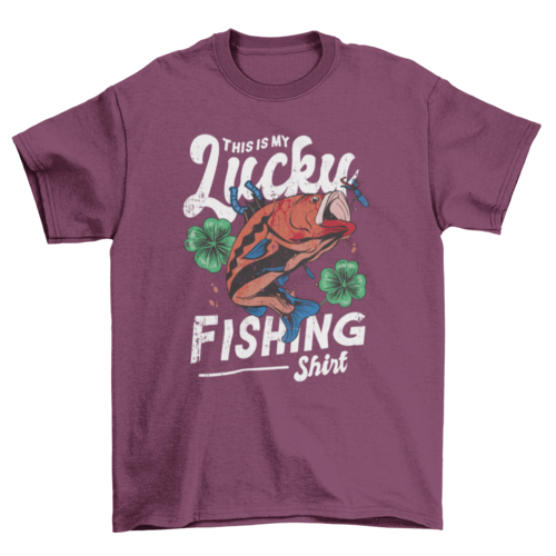 Lucky Fishing T-Shirt in Maroon