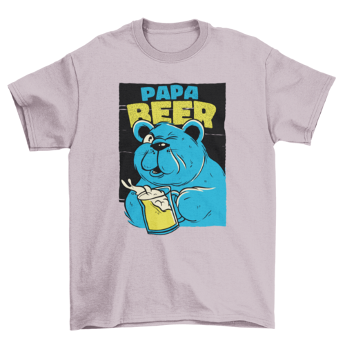 Papa Bear Beer T-Shirt in Light Pink