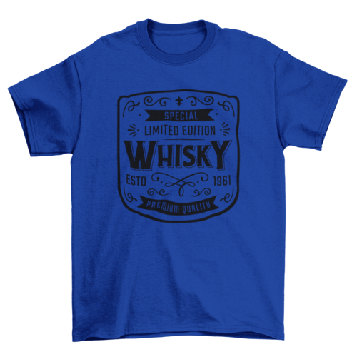 Vintage Whisky Label T-Shirt in Royal