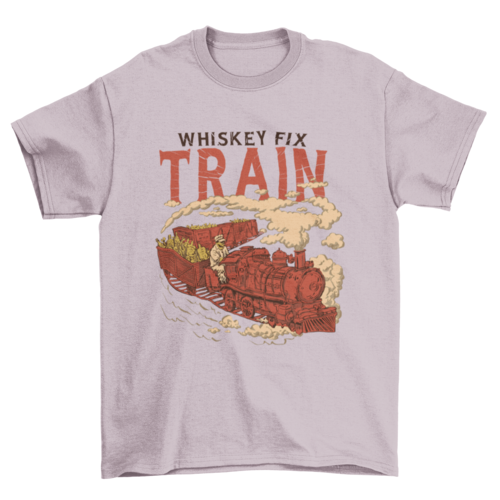 Whiskey Fix Train T-Shirt in Light Pink