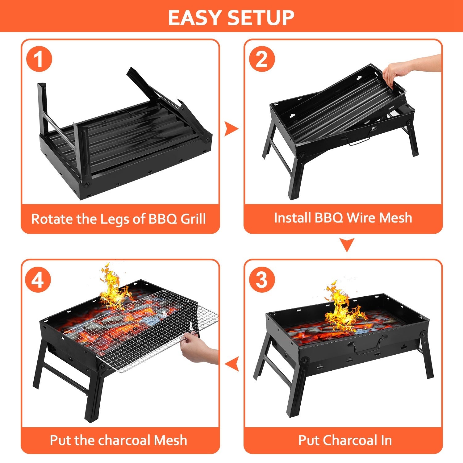 Foldable portable charcoal BBQ grill smoker displayed — unique outdoor gift for dad