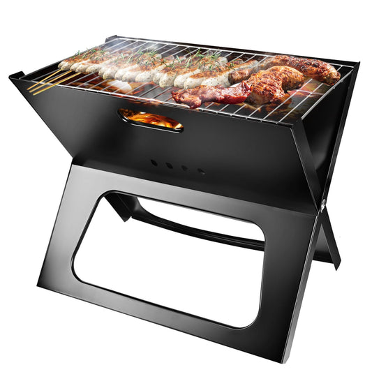 Steel tabletop foldable charcoal BBQ grill for camping and backyard — gift for dad who grills