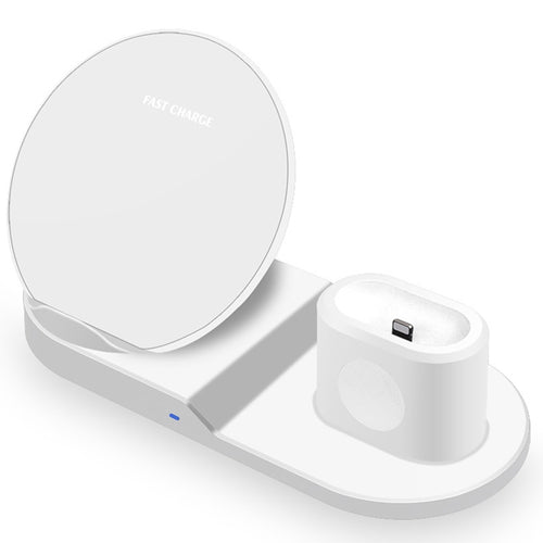 3-in-1 Wireless Charging Station for iPhone, Apple Watch and AirPods in White