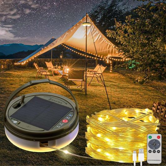 4-in-1 Solar Camping String Lights and Lantern with Remote