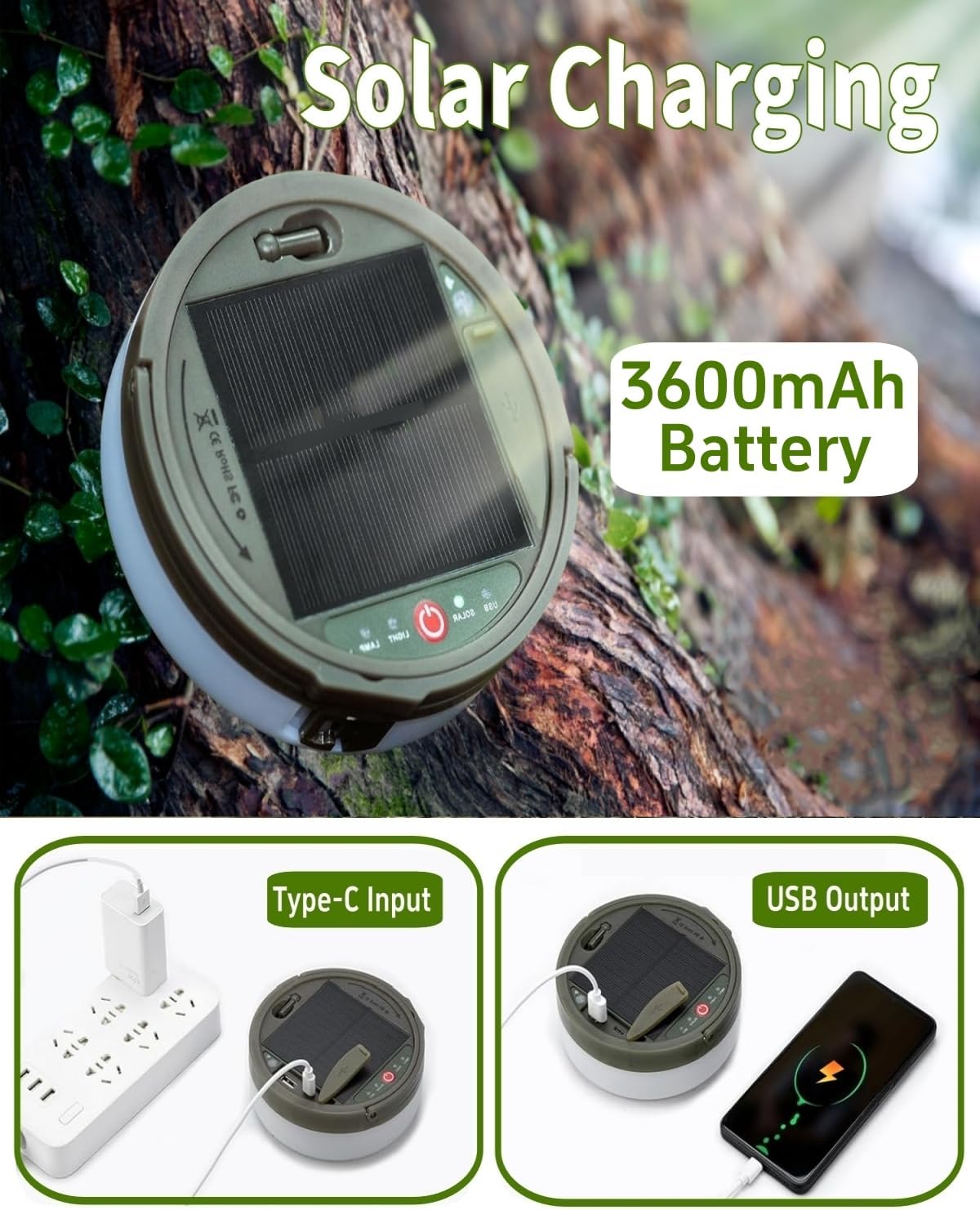 4-in-1 Solar Camping String Lights and Lantern with Remote, alternate view