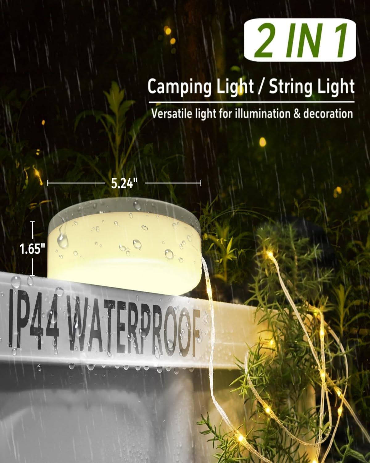 4-in-1 Solar Camping String Lights and Lantern with Remote, alternate view