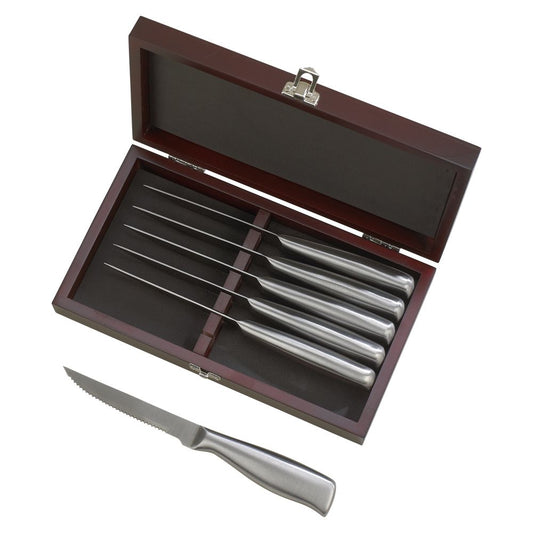 6-Piece Steak Knife Set with Hinged Rosewood Case