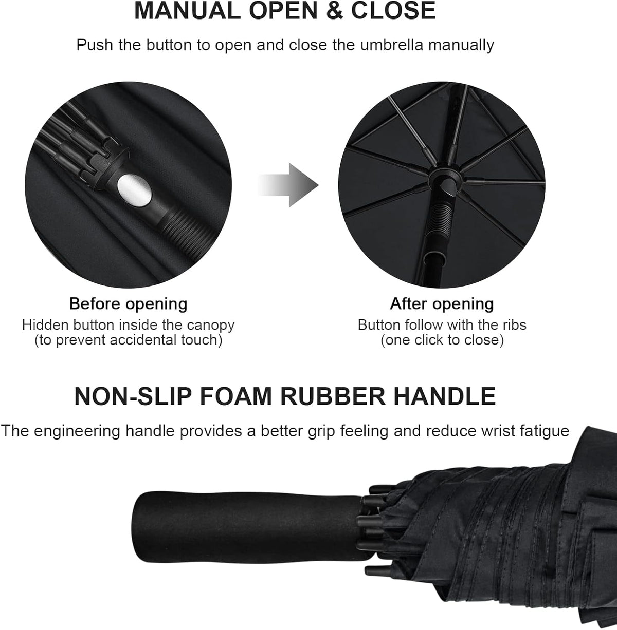 80-Inch Extra Large Windproof Golf Umbrella, alternate view
