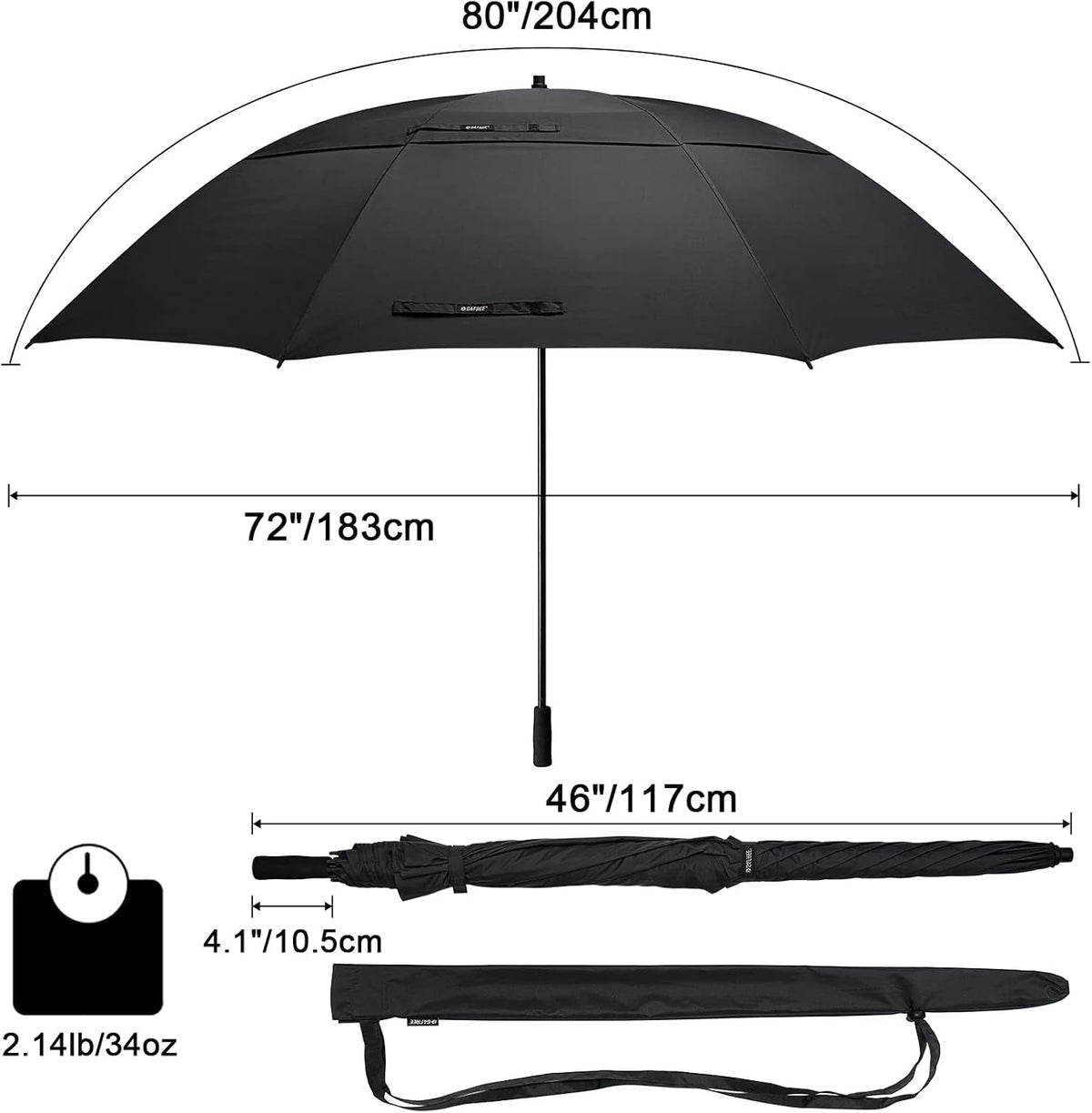 80-Inch Extra Large Windproof Golf Umbrella, alternate view