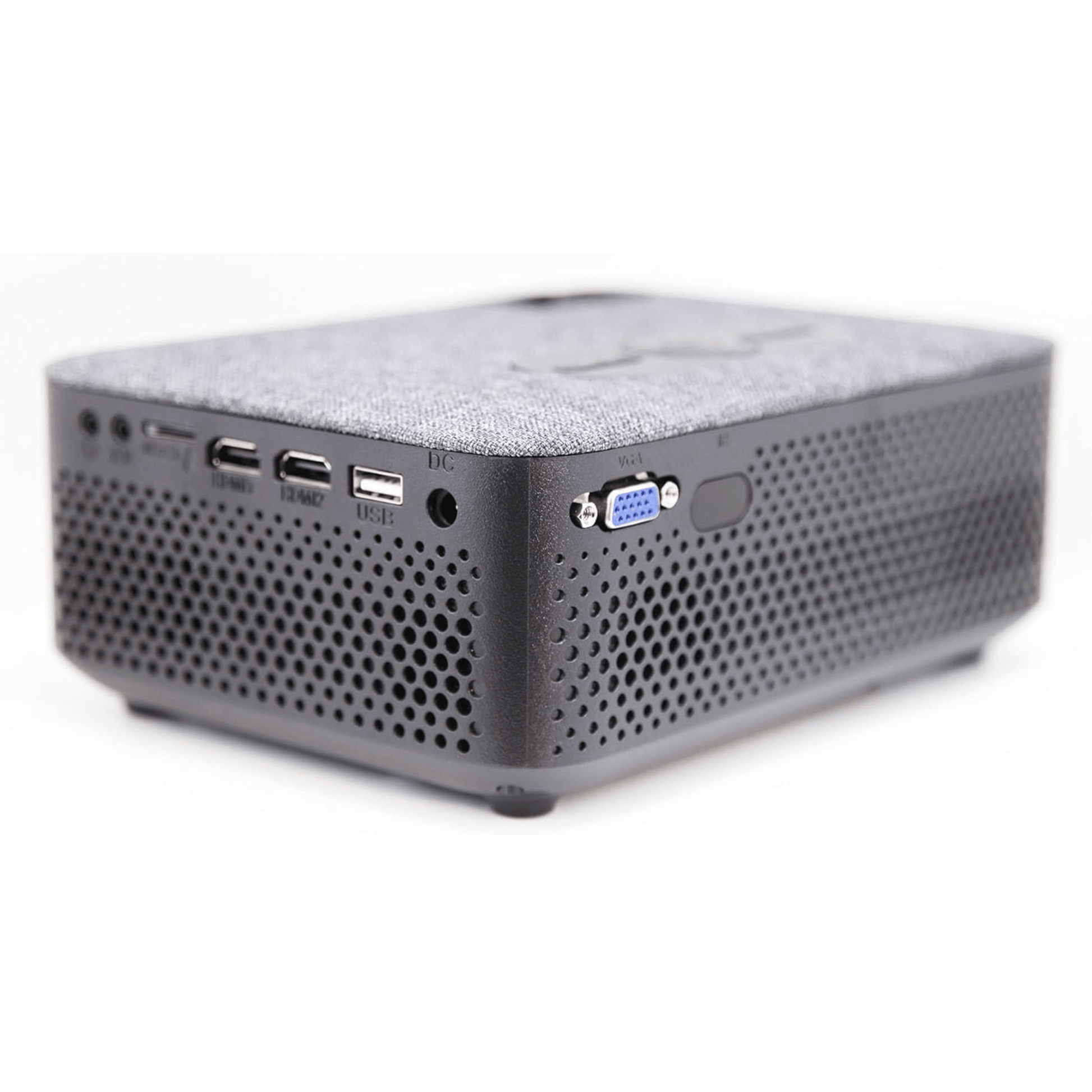 Black electronic device with ports on a white background tech gift for dad who loves movies