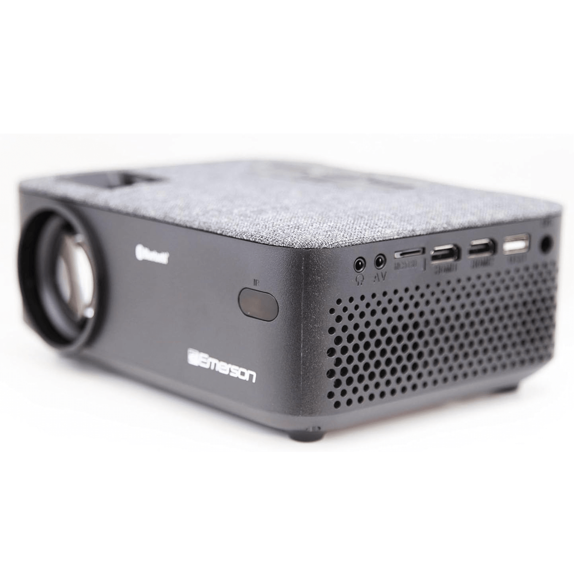 Gray projector with visible brand logo on a white background tech gift for dad who loves movies