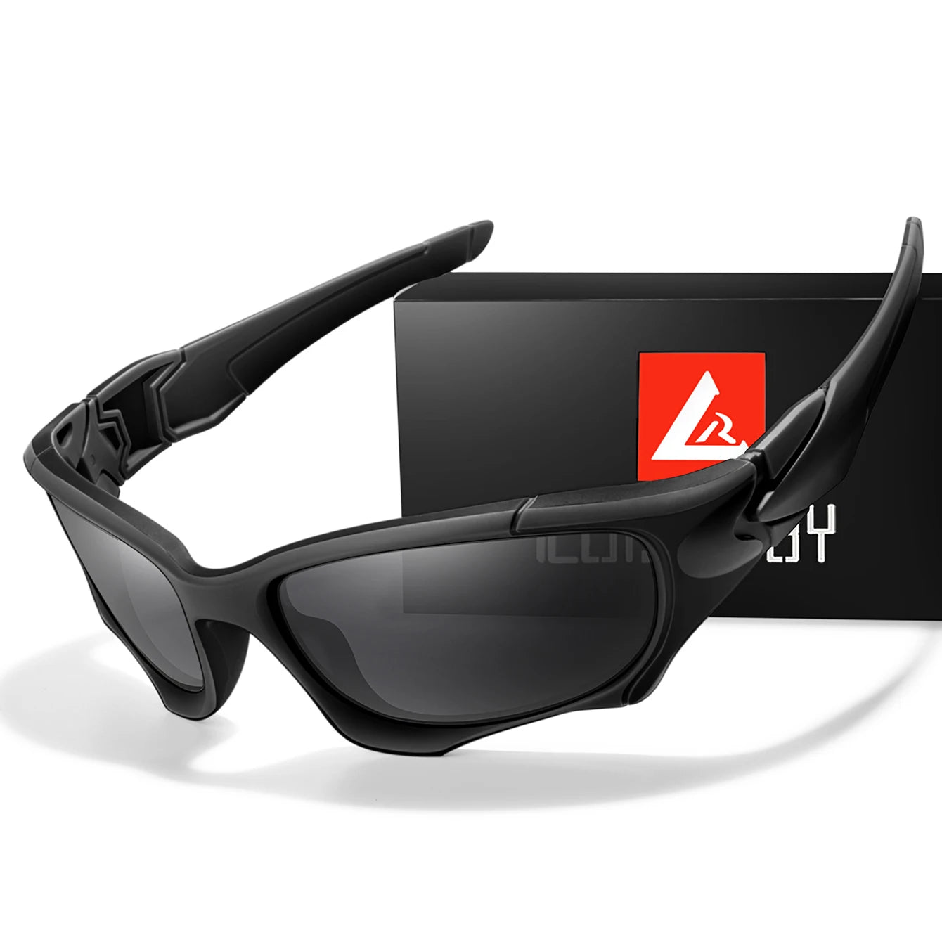 Polarized fishing sunglasses in black with matching hard protective case