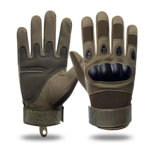 Tactical half-finger gloves collection also shown with a full-finger olive green glove pair