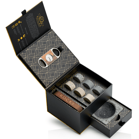 Cigar aficionado gentleman's gift set — luxury cigar and whiskey gift for dad