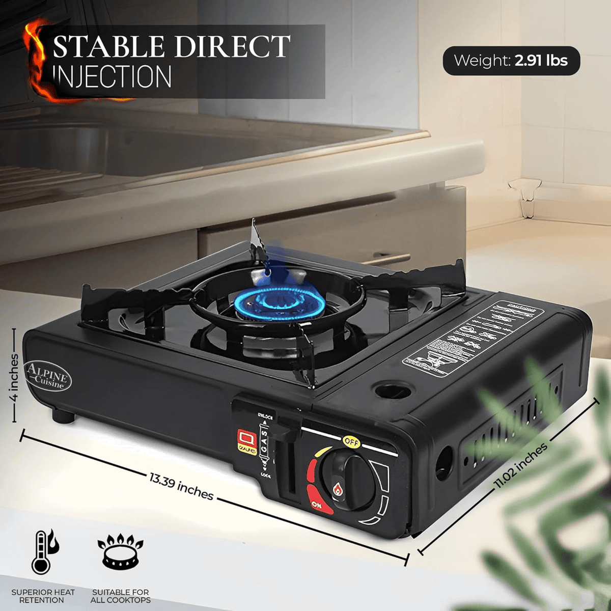 Alpine Cuisine Lightweight Portable Gas Stove, alternate view
