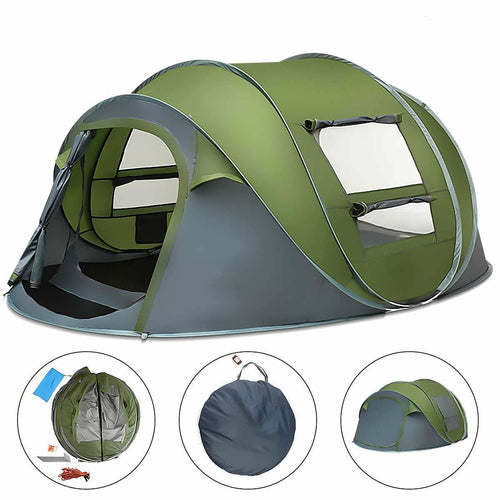 Automatic Pop-Up Camping Tent for 4 to 5 People in Army Green