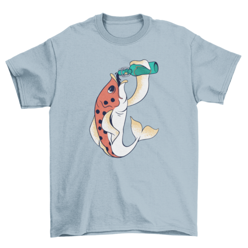 Beer Fish T-Shirt in Light Blue