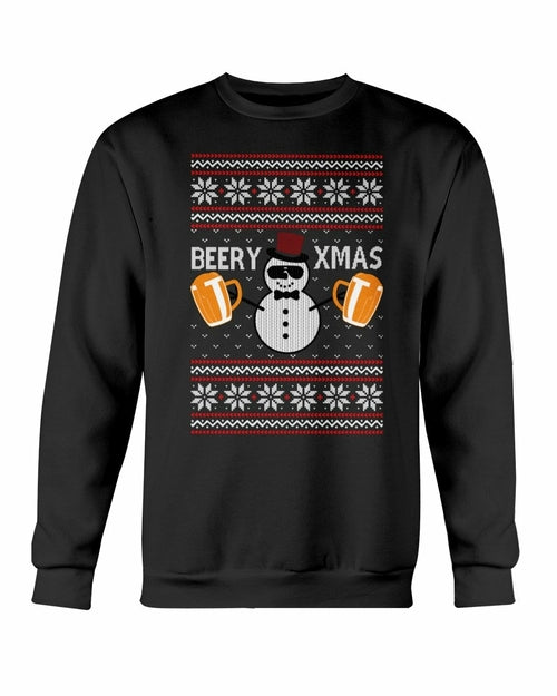 Beer for Christmas Crewneck Sweatshirt in Black