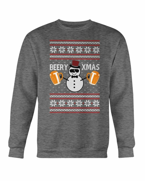 Beer for Christmas Crewneck Sweatshirt in Dark Heather