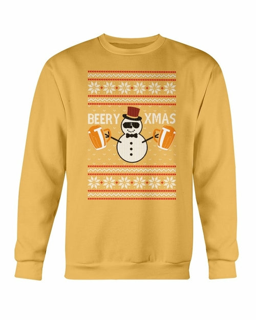 Beer for Christmas Crewneck Sweatshirt in Gold