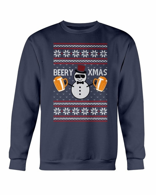 Beer for Christmas Crewneck Sweatshirt in Navy