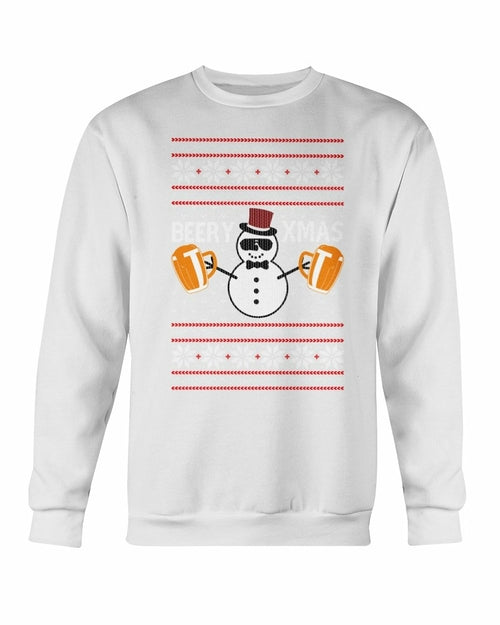 Beer for Christmas Crewneck Sweatshirt in White