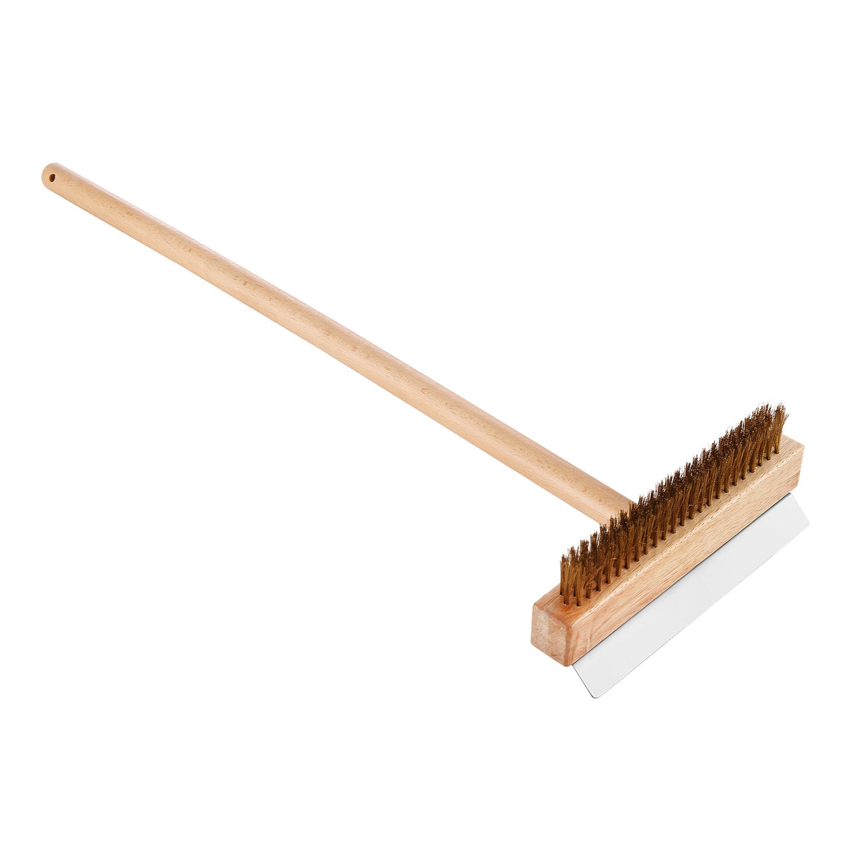 Broom with wooden handle and metal bristle head on a white background unique BBQ and cooking gift for dad