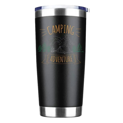 Camping Adventure 20oz Insulated Stainless Steel Tumbler in Black