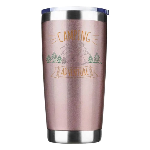 Camping Adventure 20oz Insulated Stainless Steel Tumbler in Rose Gold