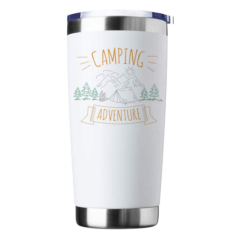 Camping Adventure 20oz Insulated Stainless Steel Tumbler in White