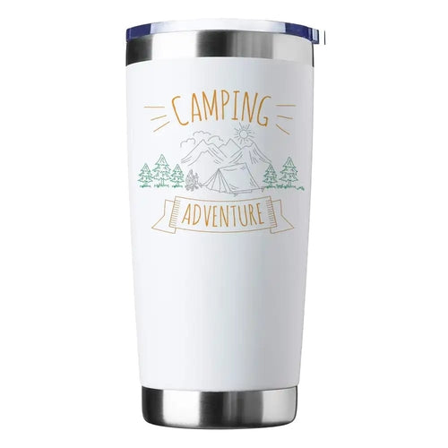 Camping Adventure 20oz Insulated Stainless Steel Tumbler in White