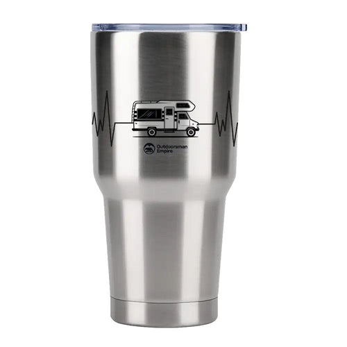 Camping Cardiogram 30oz Insulated Stainless Steel Tumbler in Silver