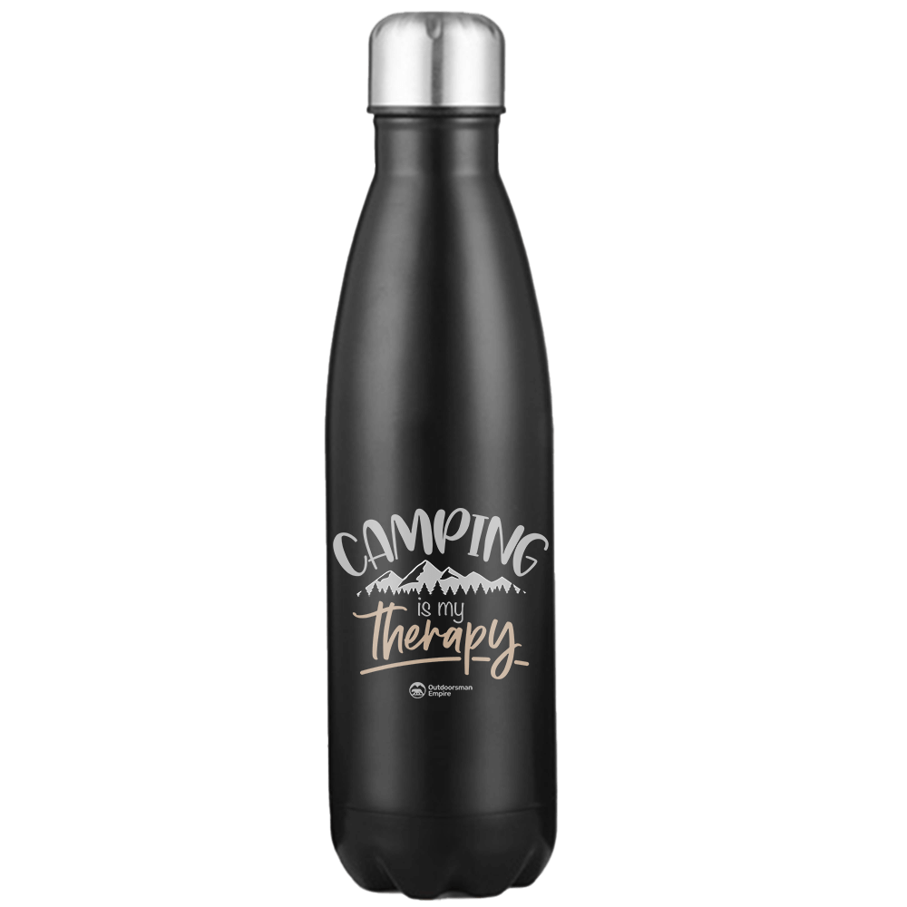 Camping Is My Therapy 17oz Insulated Water Bottle in Black