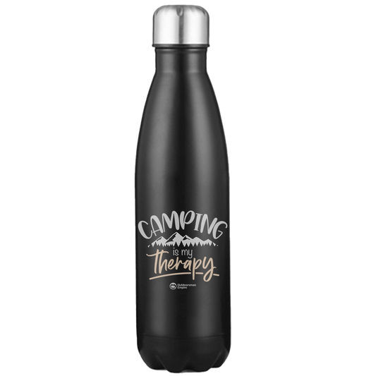 Camping Is My Therapy 17oz Insulated Water Bottle in Black