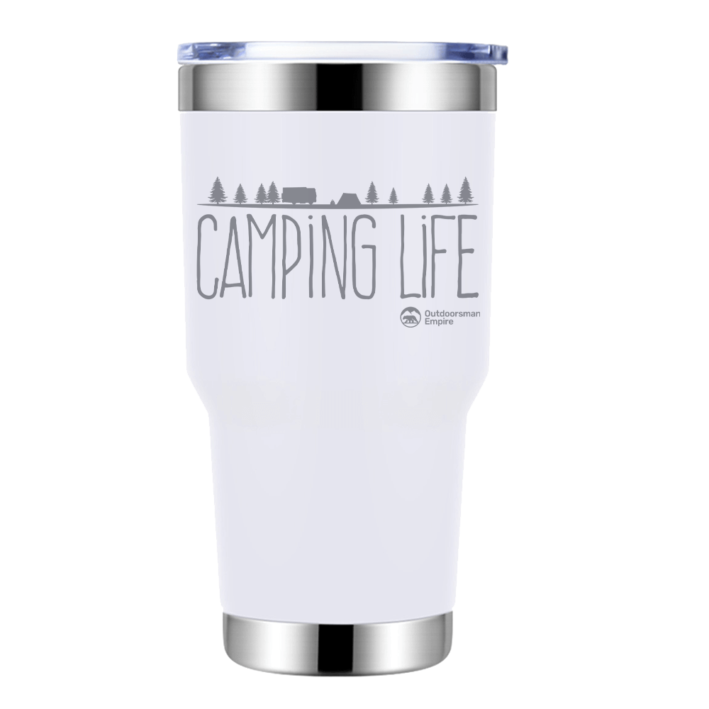 Camping Life 30oz Insulated Stainless Steel Tumbler in White