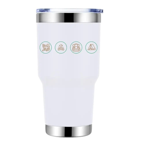 Camping Life 30oz Insulated Stainless Steel Tumbler in White