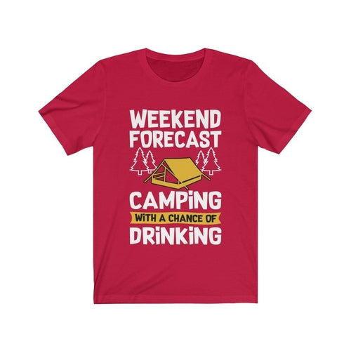 Camping with a Chance of Drinking T-Shirt in Red