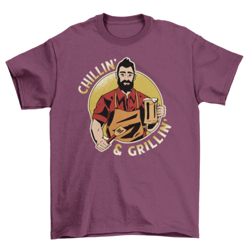Chillin' & Grillin' T-Shirt in Maroon