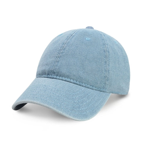 Classic Adjustable Cotton Dad Hat Baseball Cap in Light Denim