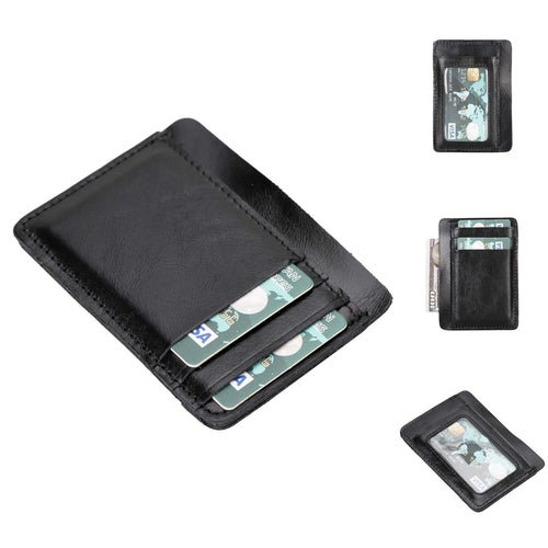 Cody Leather Card Holder Wallet in Black