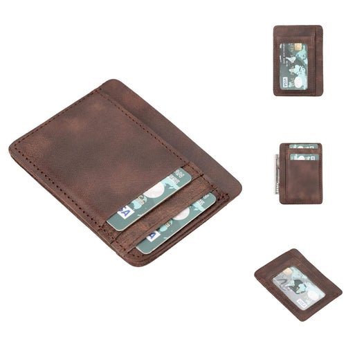 Cody Leather Card Holder Wallet in Dark Brown