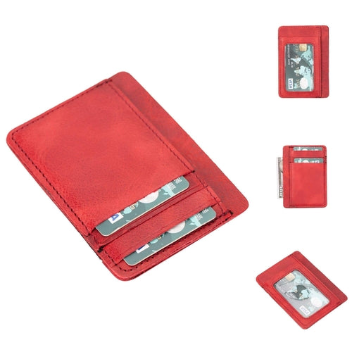 Cody Leather Card Holder Wallet in Red
