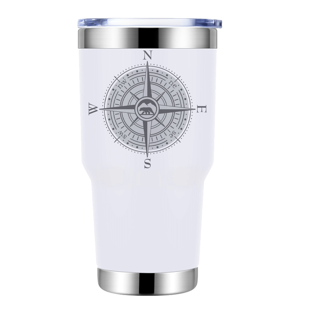 Compass Camping 30oz Insulated Stainless Steel Tumbler in White