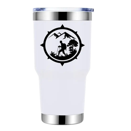 Compass Camping 30oz Insulated Stainless Steel Tumbler in White