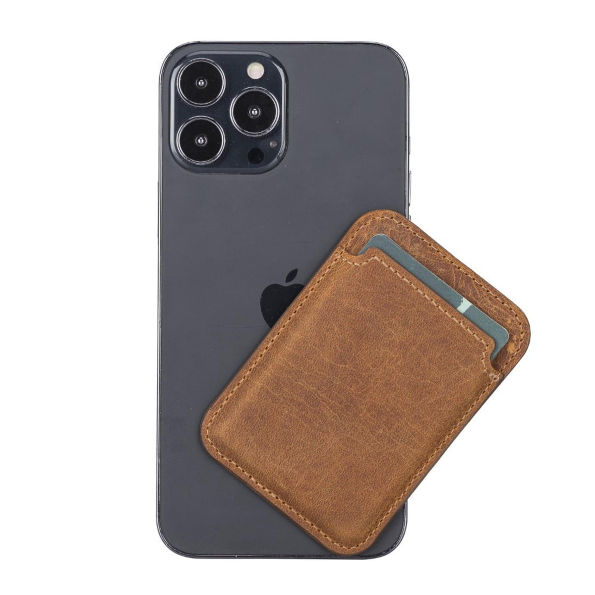 Cortland Full-Grain Leather Card Holder Wallet with Magnet in Antic Tan